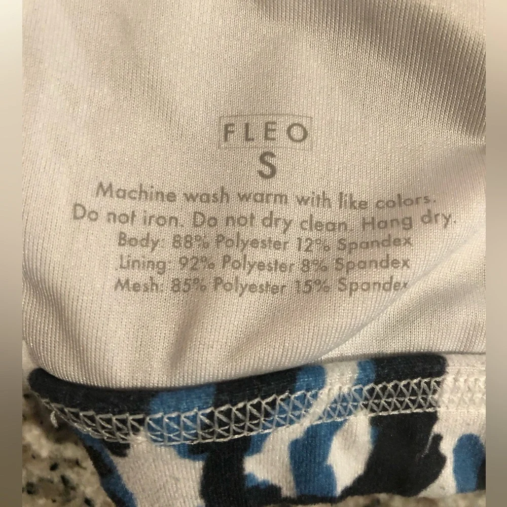 Fleo Celine Sports Bra Blue Black White Leopard Print Size Small GUC